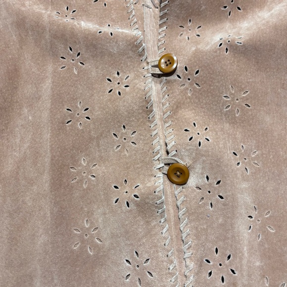 Vintage Coldwater Creek Suede Leather Jacket Laser Cut Floral Boho Women’s M - Picture 14 of 14